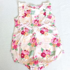 RuffleButts Bubble Romper floral pink